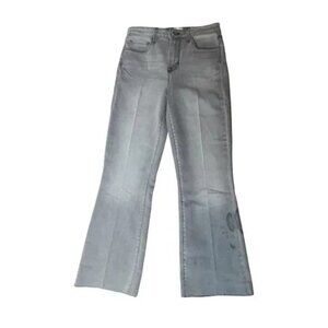 L'AGENCE Kendra High Rise Cropped Flare Raw Hem Grey Jeans Women's 25 FLAW